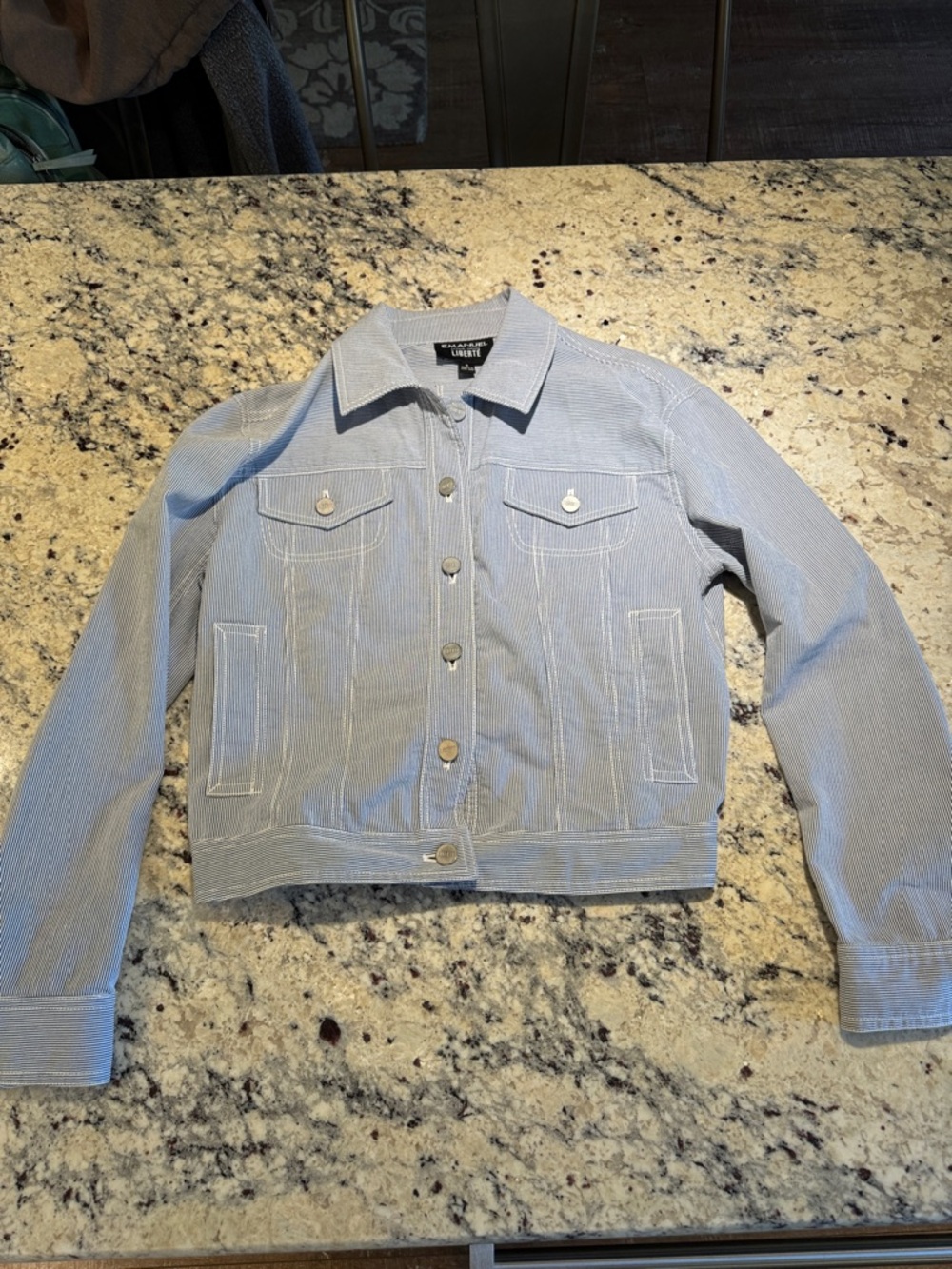 Emanuel Ungaro Liberte’ Women's Light Blue Pinstripe Jacket
